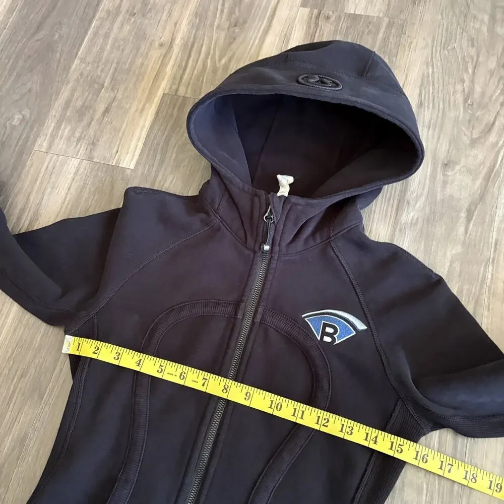 Lululemon Scuba Hoodie Women's Size 4 Black Full Zip Fleece Jacket Embroidered